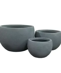 KANTE 20 in., 16 in. and 12 in. W Round Slate Gray Concrete/Fiberglass Indoor Outdoor Elegant Bowl Planters (Set of 3) -Outdoor Plant Life slate gray kante plant pots osc0049abc c60611 c3 1000