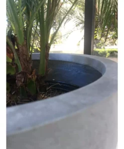 KANTE 10 in. W Round Slate Gray Concrete/Fiberglass Indoor Outdoor Elegant Planter -Outdoor Plant Life slate gray kante plant pots osc0050a c60611 1d 1000