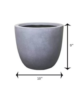 KANTE 10 in. W Round Slate Gray Concrete/Fiberglass Indoor Outdoor Elegant Planter -Outdoor Plant Life slate gray kante plant pots osc0050a c60611 31 1000