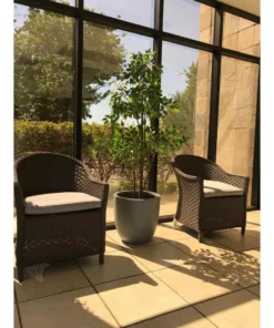 KANTE 10 in. W Round Slate Gray Concrete/Fiberglass Indoor Outdoor Elegant Planter -Outdoor Plant Life slate gray kante plant pots osc0050a c60611 44 1000