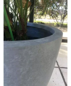KANTE 10 in. W Round Slate Gray Concrete/Fiberglass Indoor Outdoor Elegant Planter -Outdoor Plant Life slate gray kante plant pots osc0050a c60611 66 1000