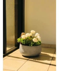 KANTE 20 in. W Round Slate Gray Lightweight Concrete/Fiberglass Indoor Outdoor Elegant Bowl Planter -Outdoor Plant Life slate gray kante plant pots osc0051c c60611 1f 1000