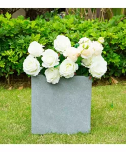 KANTE 10 in. W Square Slate Gray Lightweight Concrete/Fiberglass Indoor Outdoor Modern Elegant Planter -Outdoor Plant Life slate gray kante plant pots osf0001a c60611 4f 1000