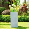 KANTE 20 in. H Square Slate Gray Lightweight Concrete/Fiberglass Indoor Outdoor Elegant Tall Planter -Outdoor Plant Life slate gray kante plant pots osf0002a c60611 64 1000
