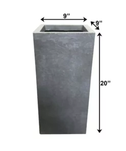 KANTE 20 in. H Square Slate Gray Lightweight Concrete/Fiberglass Indoor Outdoor Elegant Tall Planter -Outdoor Plant Life slate gray kante plant pots osf0002a c60611 fa 1000
