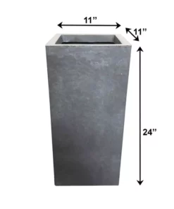 KANTE 24 in. H Square Slate Gray Concrete/Fiberglass Indoor Outdoor Elegant Tall Planter -Outdoor Plant Life slate gray kante plant pots osf0002b c60611 fa 1000