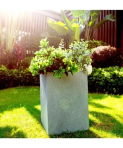 KANTE 13 in. H Square Slate Gray Lightweight Concrete/Fiberglass Indoor Outdoor Modern Planter -Outdoor Plant Life slate gray kante plant pots osf0007a c60611 44 1000