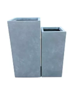 KANTE 19 in. and 16 in. H Square Slate Gray Concrete/Fiberglass Indoor Outdoor Modern Seamless Planters -Outdoor Plant Life slate gray kante plant pots osf0007bc c60611 4f 1000