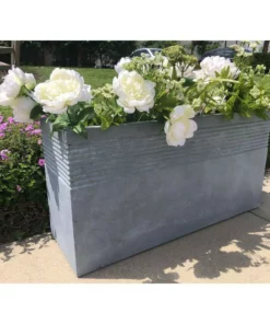 KANTE 31.5 in. L Rectangular Slate Gray Concrete/Fiberglass Indoor Outdoor Modern Elegant Planter -Outdoor Plant Life slate gray kante plant pots osf0131b c60611 1f 1000