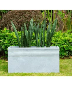 KANTE 31.5 in. L Rectangular Slate Gray Concrete/Fiberglass Indoor Outdoor Modern Elegant Planter -Outdoor Plant Life slate gray kante plant pots osf0131b c60611 44 1000