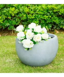 KANTE 8 in. Tall Slate Gray Lightweight Concrete Outdoor Round Bowl Planter 8 KANTE 8 in. Tall Slate Gray Lightweight Concrete Outdoor Round Bowl Planter -Outdoor Plant Life slate gray kante plant pots rc0049a c60611 4f 1000