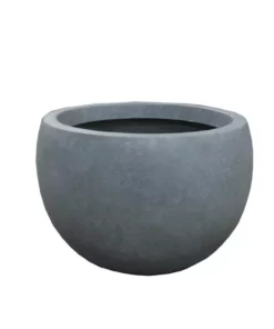 KANTE 8 in. Tall Slate Gray Lightweight Concrete Outdoor Round Bowl Planter