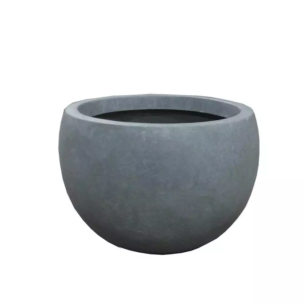 KANTE 8 in. Tall Slate Gray Lightweight Concrete Outdoor Round Bowl Planter 3 KANTE 8 in. Tall Slate Gray Lightweight Concrete Outdoor Round Bowl Planter