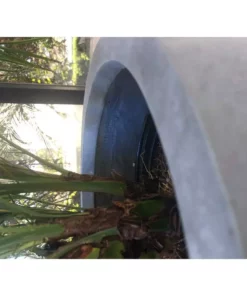 KANTE 9 in. Tall Slate Gray Lightweight Concrete Modern Outdoor Round Planter -Outdoor Plant Life slate gray kante plant pots rc0050a c60611 1f 1000