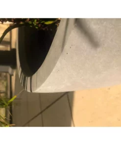 KANTE 9 in. Tall Slate Gray Lightweight Concrete Modern Outdoor Round Planter -Outdoor Plant Life slate gray kante plant pots rc0050a c60611 44 1000