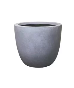 KANTE 9 in. Tall Slate Gray Lightweight Concrete Modern Outdoor Round Planter