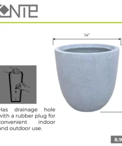 KANTE 12 in. Tall Slate Gray Lightweight Concrete Round Modern Outdoor Planter -Outdoor Plant Life slate gray kante plant pots rc0050b c60611 44 1000