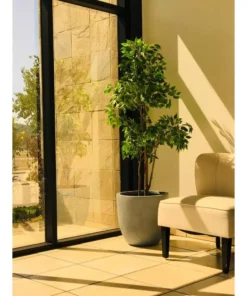 KANTE 12 in. Tall Slate Gray Lightweight Concrete Round Modern Outdoor Planter -Outdoor Plant Life slate gray kante plant pots rc0050b c60611 4f 1000