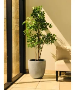 KANTE 12 in. Tall Slate Gray Lightweight Concrete Round Modern Outdoor Planter -Outdoor Plant Life slate gray kante plant pots rc0050b c60611 c3 1000