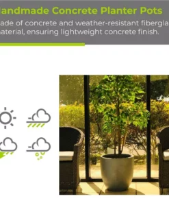 KANTE 12 in. Tall Slate Gray Lightweight Concrete Round Modern Outdoor Planter -Outdoor Plant Life slate gray kante plant pots rc0050b c60611 fa 1000