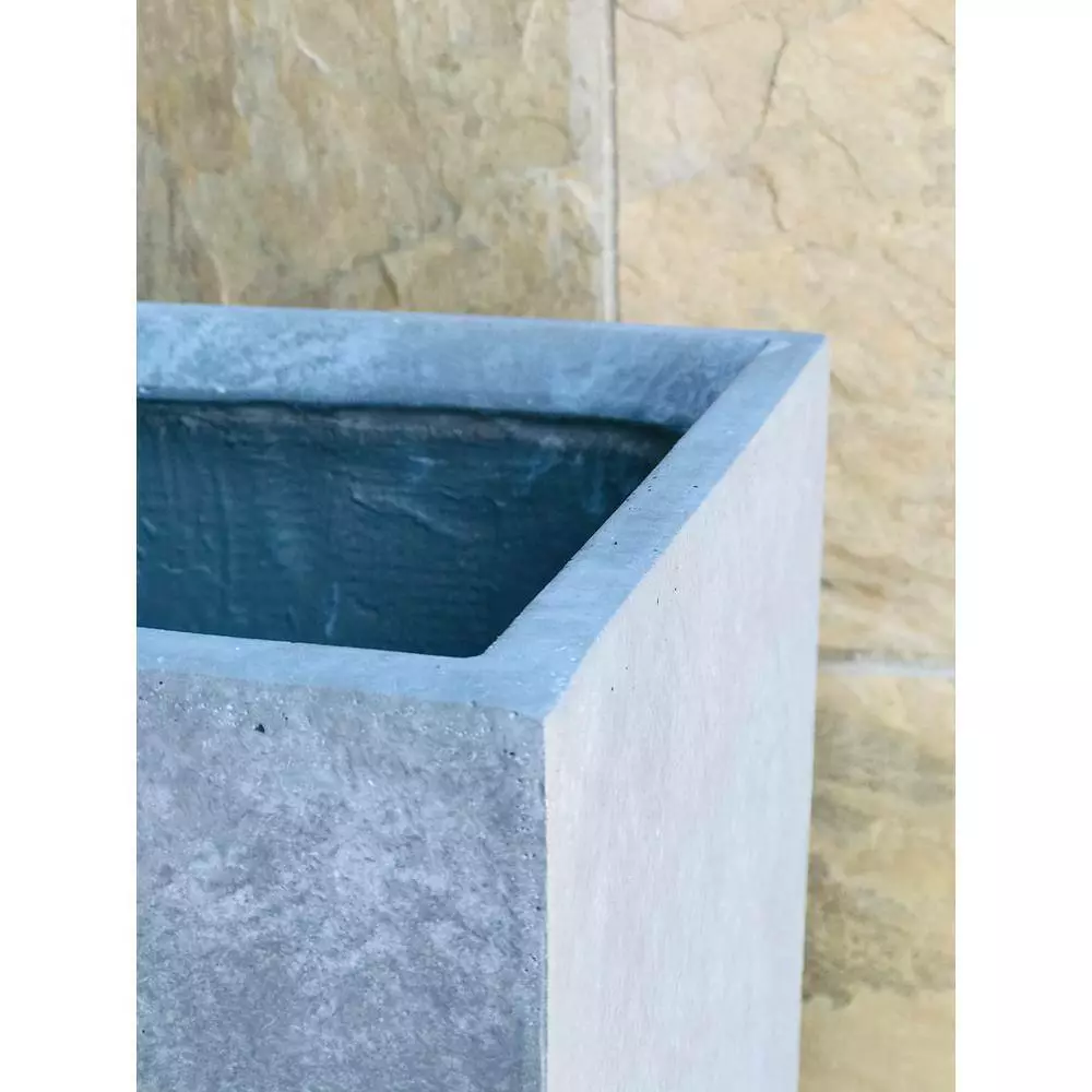 KANTE 28 in. Tall Slate Gray Lightweight Concrete Rectangle Modern Tapered Outdoor Planter (Set of 3) 7 KANTE 28 in. Tall Slate Gray Lightweight Concrete Rectangle Modern Tapered Outdoor Planter (Set of 3) - Image 5