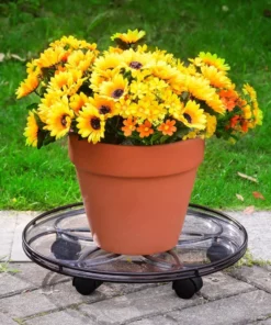 Vigoro 17 in. x 17 in. x 2.8 in. Silver Metal Plant Caddy -Outdoor Plant Life vigoro planter caddies 154273 1f 1000