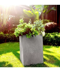 KANTE 19 in. H Square Weathered Concrete/Fiberglass Indoor Outdoor Modern Seamless Planter -Outdoor Plant Life weathered concrete kante plant pots osf0007c c80021 2 1f 1000