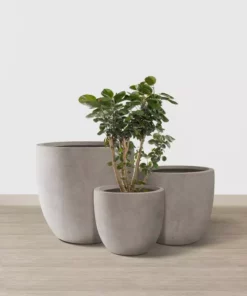 KANTE 20", 16.5" & 13.3"W Round Weathered Finish Concrete Planters Set of 3, Outdoor Indoor w/Drainage Hole & Rubber Plug -Outdoor Plant Life weathered concrete kante plant pots rc0152bcd c80021 2 44 1000