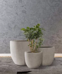 KANTE 20", 16.5" & 13.3"W Round Weathered Finish Concrete Planters Set of 3, Outdoor Indoor w/Drainage Hole & Rubber Plug -Outdoor Plant Life weathered concrete kante plant pots rc0152bcd c80021 2 fa 1000