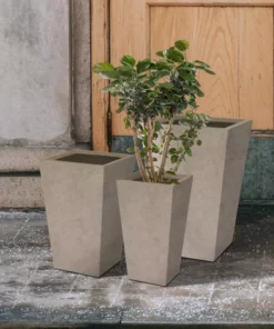 KANTE 24.4", 18" &15.7"H Weathered Finish Concrete Tall Planter Set of 3, Large Outdoor Indoor w/ Drainage Hole & Rubber Plug -Outdoor Plant Life weathered concrete kante plant pots rf2015017cde c80021 2 1f 1000