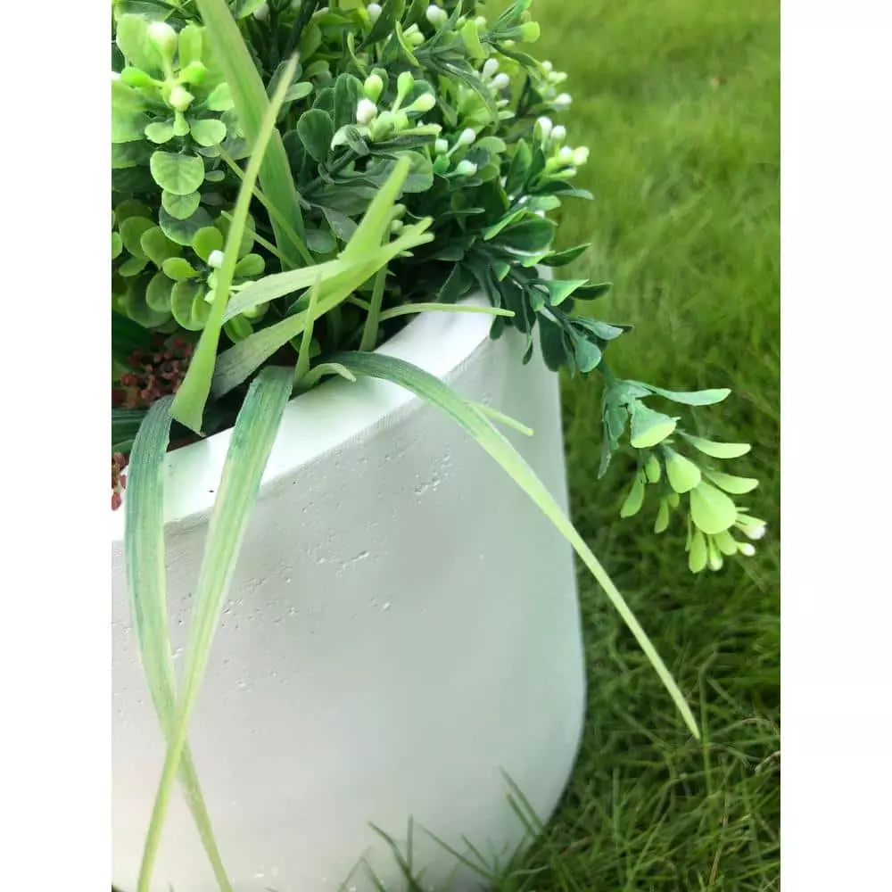 KANTE 12.9 in. Dia, Pure White Lightweight Concrete Modern Cylinder Outdoor Planter 5 KANTE 12.9 in. Dia, Pure White Lightweight Concrete Modern Cylinder Outdoor Planter - Image 3