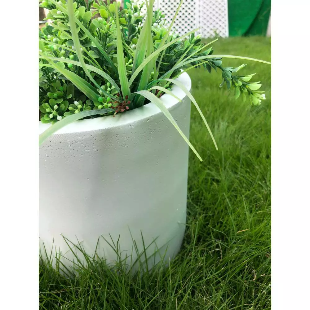 KANTE 12.9 in. Dia, Pure White Lightweight Concrete Modern Cylinder Outdoor Planter 9 KANTE 12.9 in. Dia, Pure White Lightweight Concrete Modern Cylinder Outdoor Planter - Image 7