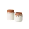 SULLIVANS White Ceramic Speckled Container (Set of 2) 2 SULLIVANS White Ceramic Speckled Container (Set of 2) -Outdoor Plant Life white sullivans plant pots cm2936 64 1000