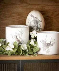 SULLIVANS Spring Print Decorative Pots - Set of 3 -Outdoor Plant Life white sullivans plant pots cmt1199 4f 1000