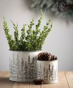 SULLIVANS White Weathered Metal Tree Planters - Set of 3 -Outdoor Plant Life white sullivans plant pots met1806 4f 1000