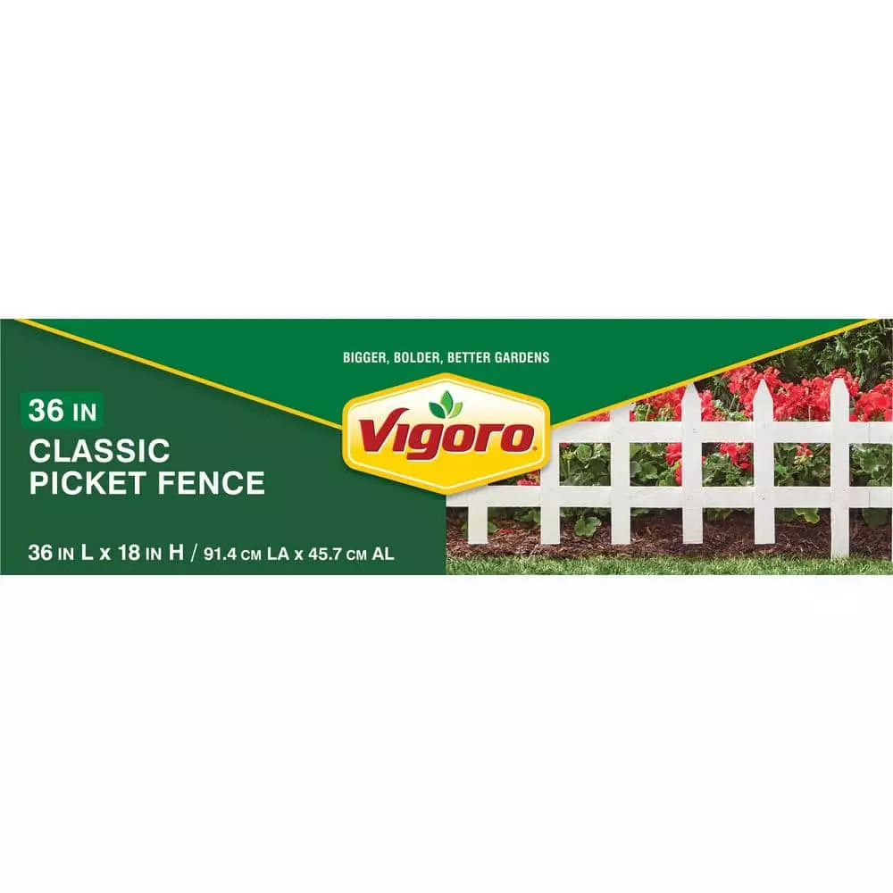 Vigoro 36 in. Wood Picket Garden Fence 7 Vigoro 36 in. Wood Picket Garden Fence - Image 5