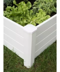 Vigoro 4 ft. x 4 ft. x 15 in. White Vinyl Raised Garden Bed 12 Vigoro 4 ft. x 4 ft. x 15 in. White Vinyl Raised Garden Bed -Outdoor Plant Life white vigoro raised planter boxes 26001v 1f 1000