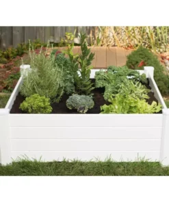 Vigoro 4 ft. x 4 ft. x 15 in. White Vinyl Raised Garden Bed 11 Vigoro 4 ft. x 4 ft. x 15 in. White Vinyl Raised Garden Bed -Outdoor Plant Life white vigoro raised planter boxes 26001v 4f 1000