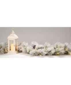 SULLIVANS 17.5 in. Lantern with LED Pillar Candle -Outdoor Plant Life whites sullivans outdoor lanterns gl43857 4f 1000