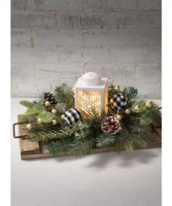 SULLIVANS 8.75 in. Snowflake Lantern with LED Pillar Candle -Outdoor Plant Life whites sullivans outdoor lanterns sea44233ln 44 1000