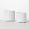 SULLIVANS Whitewash Textured Footed Cement Pot - Set of 2 -Outdoor Plant Life whitewashed sullivans plant pots cmt1206 64 1000