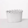 SULLIVANS White Scalloped Edge Cement Garden Pot -Outdoor Plant Life whitewashed sullivans plant pots cmt1215 64 1000