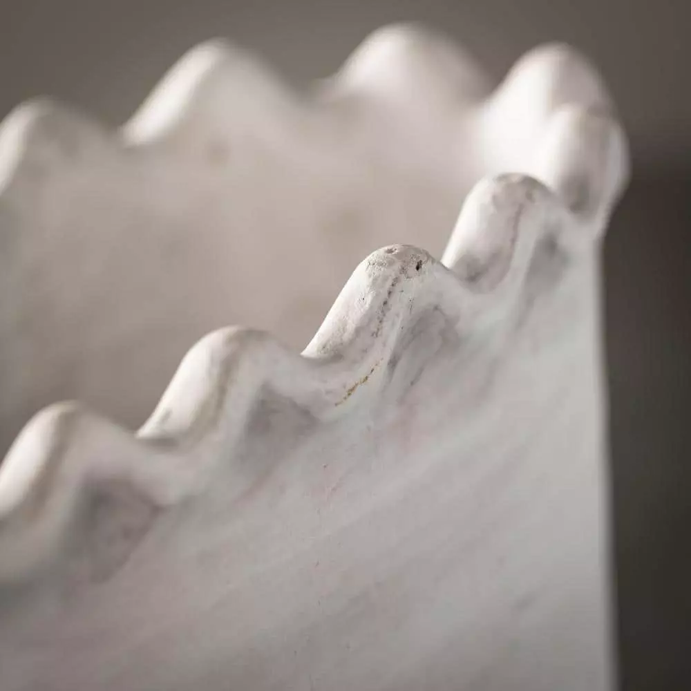 SULLIVANS White Scalloped Edge Cement Garden Pot 4 SULLIVANS White Scalloped Edge Cement Garden Pot - Image 2